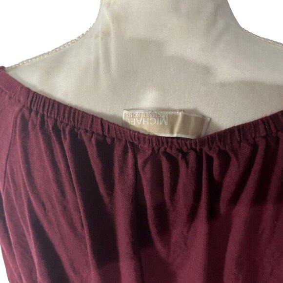 Michael Kors Women's Shirt Size Medium Red Ruffle Elastic Neck!!! - Picture 4 of 7